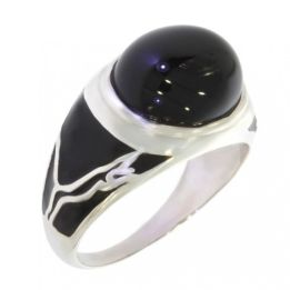 Ring H-50-16 men Black onyx Sterling Silver