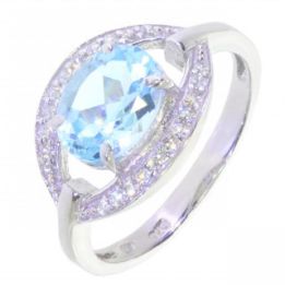 Ring M-56 Sterling Silver Blue Topaz