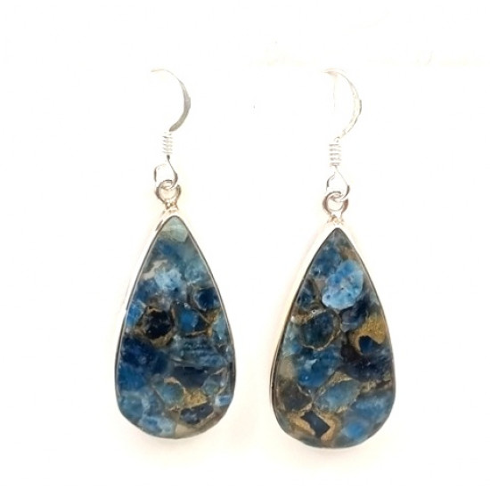 earrings blue apatite - pyrite earrings blue apatite - pyrite