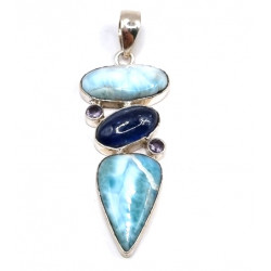 pendant larimar - kyanite - amethyst