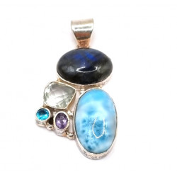 pendant larimar - labradorite - amethyst - blue topaz - citrine