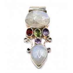 pendant moonstone - amethyst - peridot - garnet