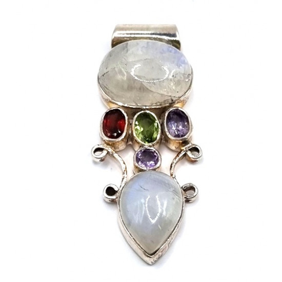 pendant moonstone - amethyst - peridot - garnet