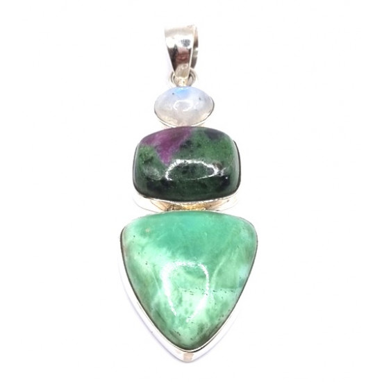 pendant chrysoprase - zoisite ruby - moonstone