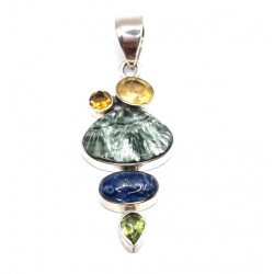 pendant seraphinite - citrine - kyanite - peridot
