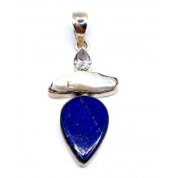 pendant lapis lazuli - quartz - pearl