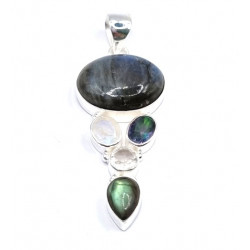 pendant labradorite - mystic topaz - quartz
