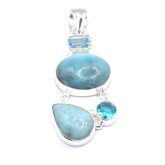 pendant larimar - blue topaz