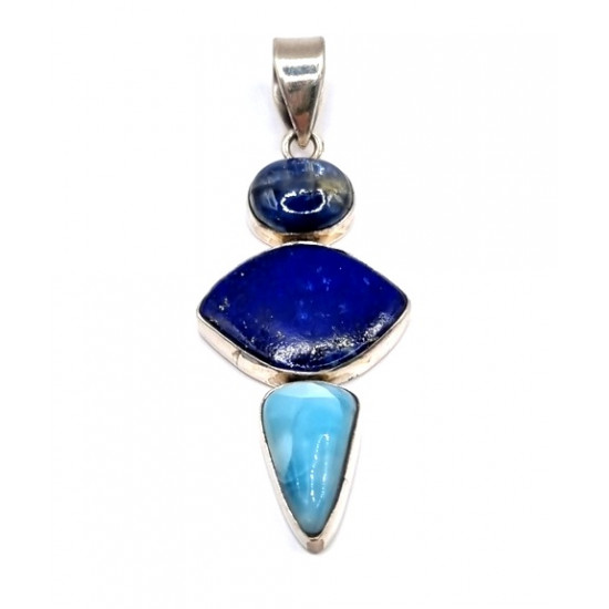 pendant kyanite - lapis lazuli - larimar