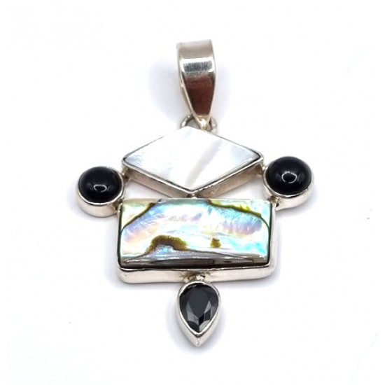 pendentif abalone - coquillage - onyx noire