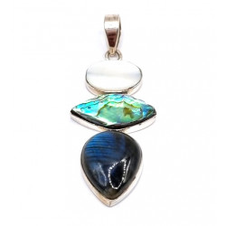 pendant labradorite - abalone - shell