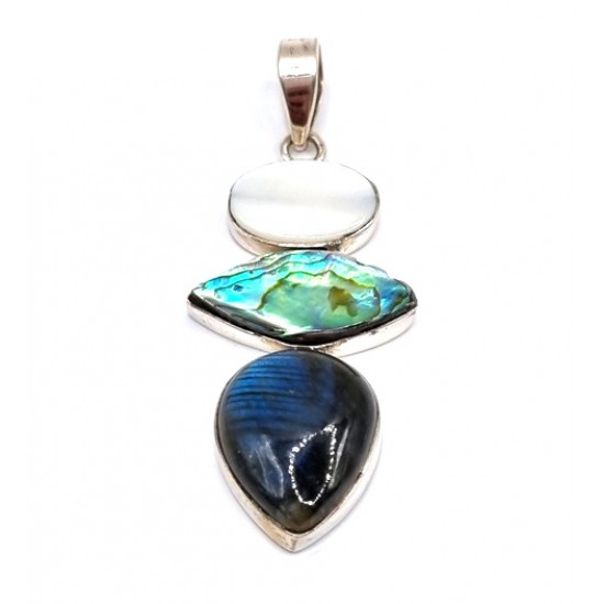 pendant labradorite - abalone - shell