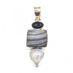 pendant drusy - black onyx - moonstone