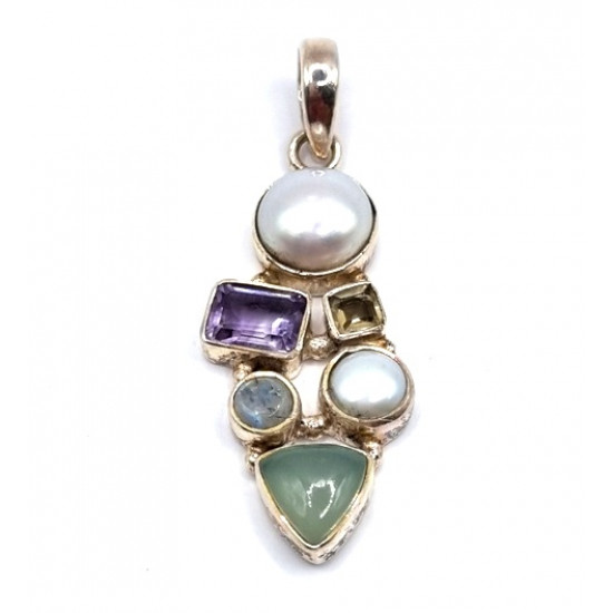 pendant pearl - citrine - labradorite - amethyst - aquamarine
