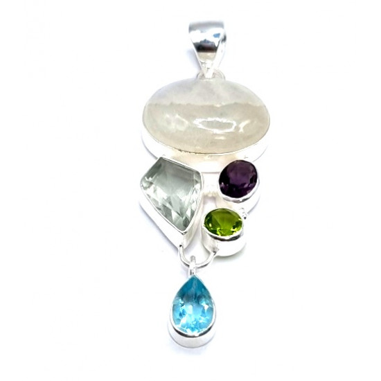 pendant moonstone - blue topaz - peridot - amethyst - fluorite