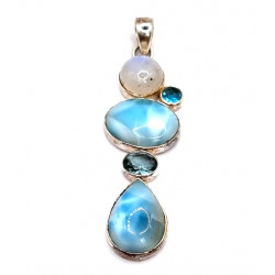 pendant larimar - blue topaz - moonstone