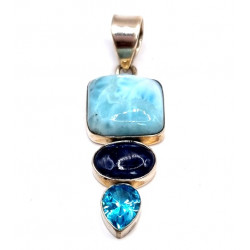 pendant larimar - kyanite - blue topaz