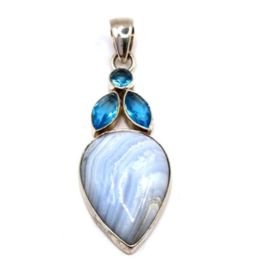 pendant blue chalcedony - blue topaze
