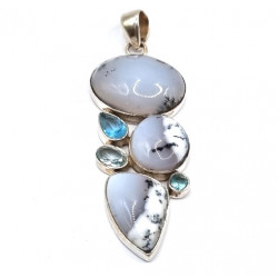 pendant dendrite agate - blue topaze