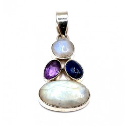 pendant moonstone - kyanite - amethyst