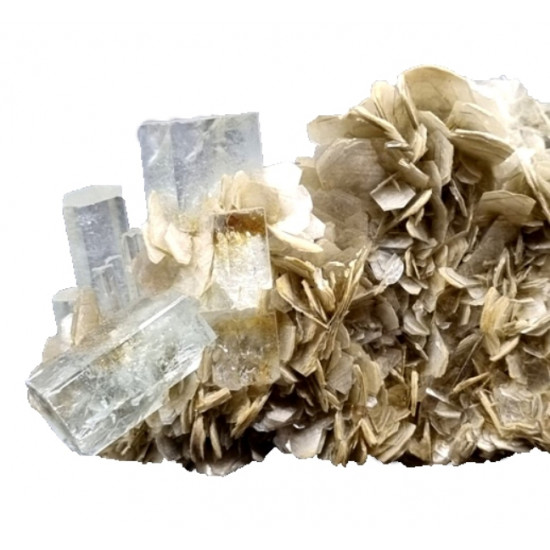 Aquamarine on muscovite