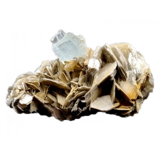 Aquamarine on muscovite
