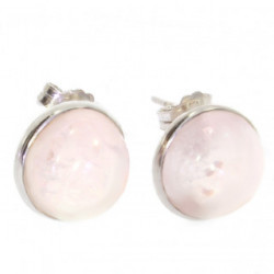 boucles d'oreilles argent quartz rose E-30-02