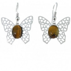 boucles d'oreilles argent oeil de tigre E-30-05