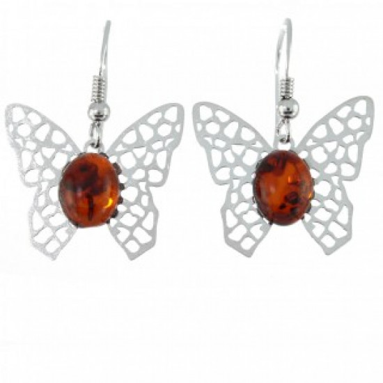 Sterling Silver Amber Earrings E-30-05 Sterling Silver Amber Earrings E-30-05