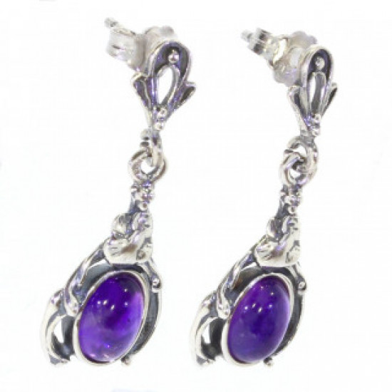 Sterling Silver Amethyst Earrings E-34-02