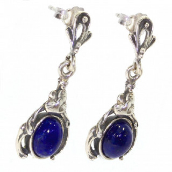 Sterling Silver Lapis Lazuli Earrings E-34-02