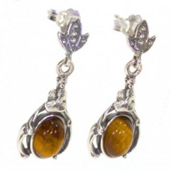 boucles d'oreilles argent oeil de tigre E-34-02