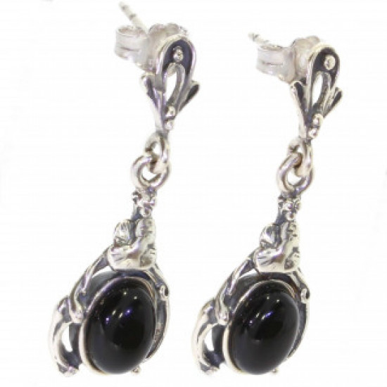 Sterling Silver Black Onyx Earrings E-34-02