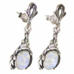 boucles d'oreilles argent pierre de lune E-34-02