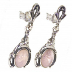 boucles d'oreilles argent quartz rose E-34-02