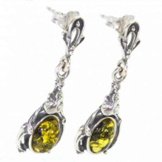Sterling Silver Amber Earrings E-34-02 Sterling Silver Amber Earrings E-34-02