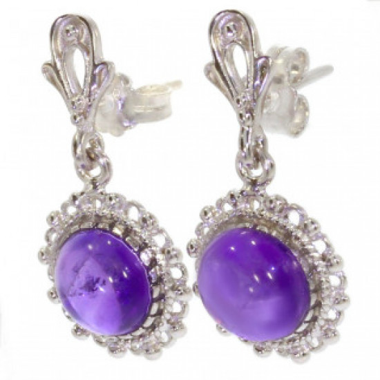 Sterling Silver Amethyst Earrings E-34-08