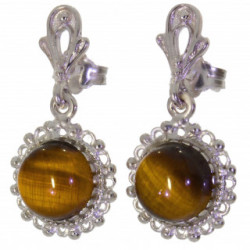 boucles d'oreilles argent oeil de tigre E-34-08