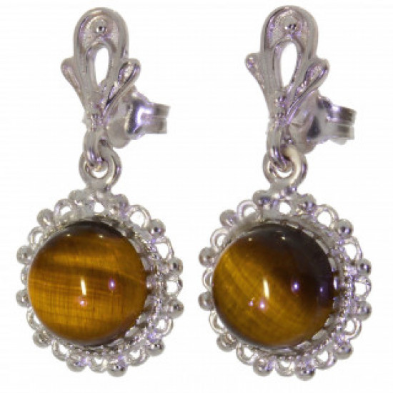 Sterling Silver Tiger's Eye Earrings E-34-08