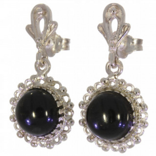 Sterling Silver Black Onyx Earrings E-34-08