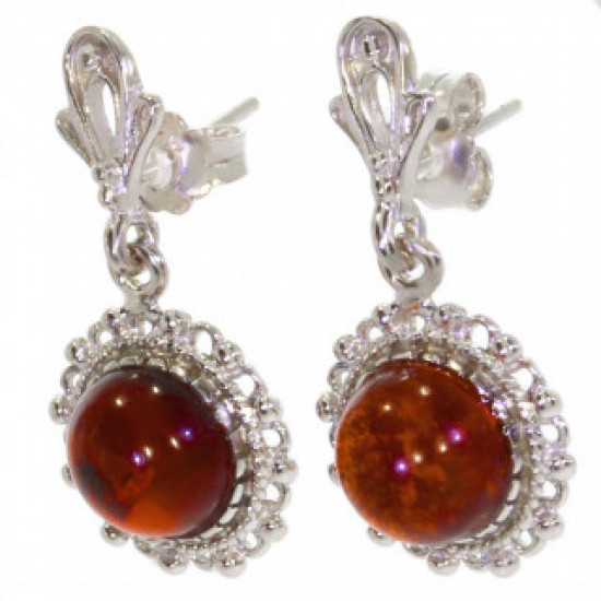 Sterling Silver Amber Earrings E-34-08