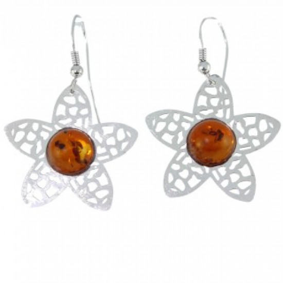 Sterling Silver Amber Earrings E-38-01 Sterling Silver Amber Earrings E-38-01