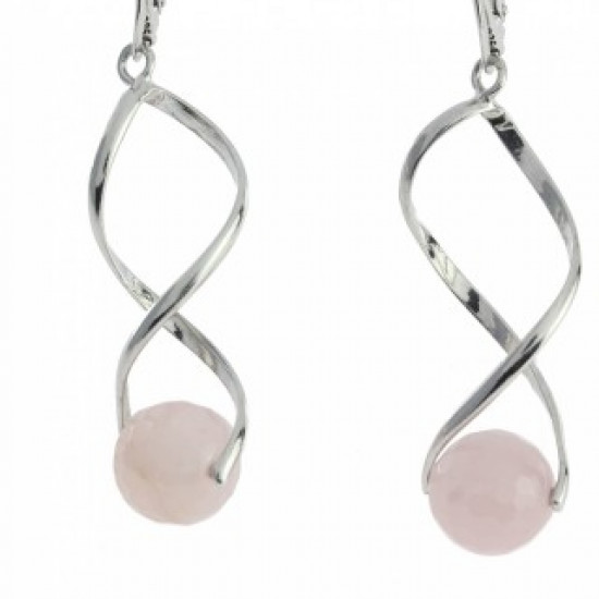 boucles d'oreilles argent quartz rose E-38-02