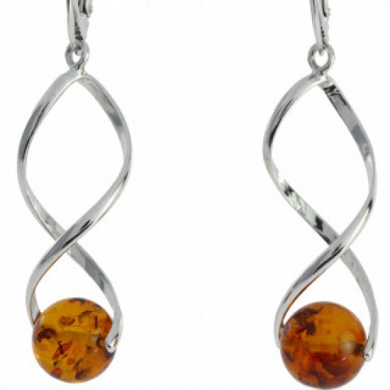 Sterling Silver Amber Earrings E-38-02 Sterling Silver Amber Earrings E-38-02