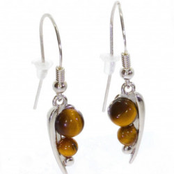 boucles d'oreilles argent oeil de tigre E-38-04