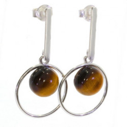 boucles d'oreilles argent oeil de tigre E-38-11