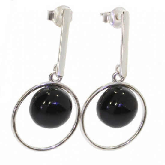 Sterling Silver Black Onyx Earrings E-38-11