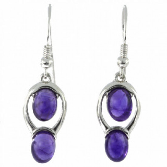 Sterling Silver Amethyst Earrings E-46-05