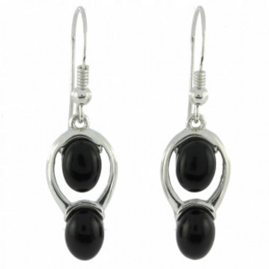 Sterling Silver Black Onyx Earrings E-46-05