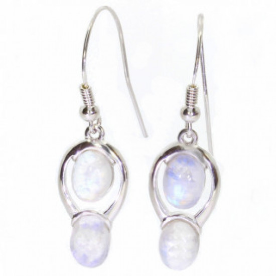 Sterling Silver Moonstone Earrings E-46-05